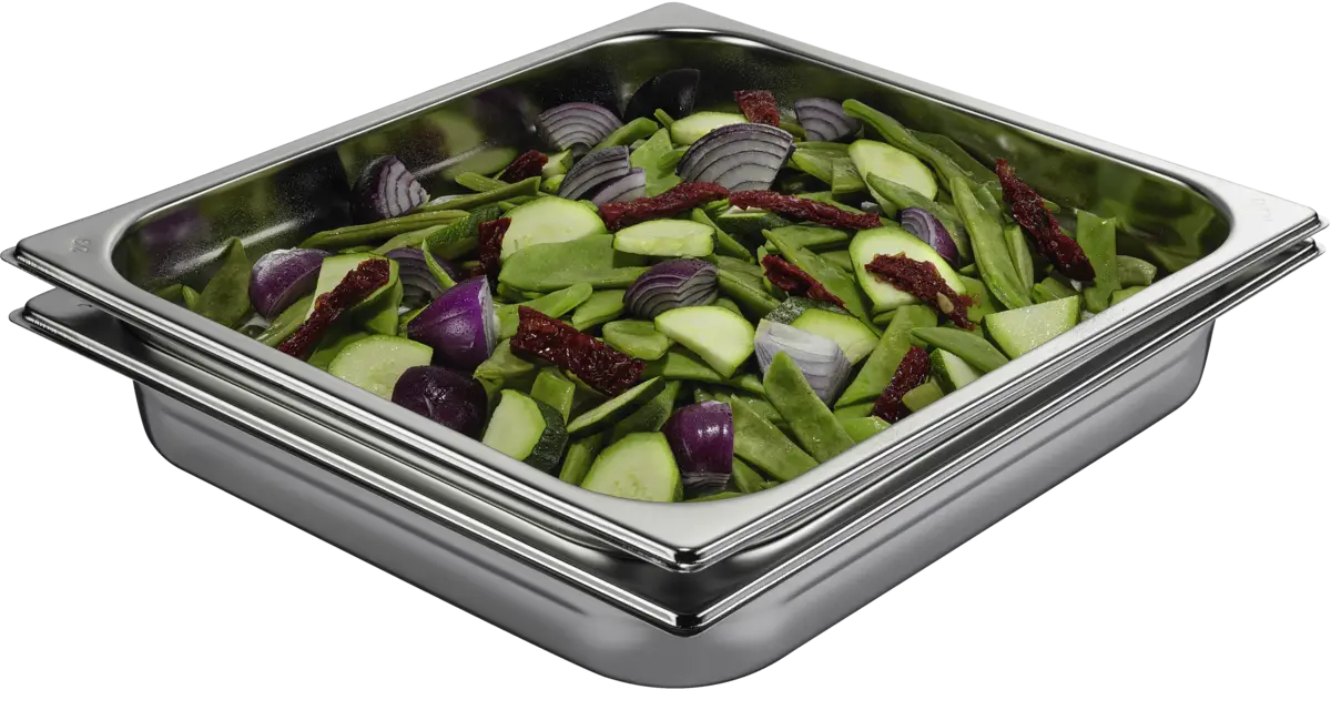 A9OBGC23 Set van 2 RVS stoomschalen waarvan 1 geperforeerd