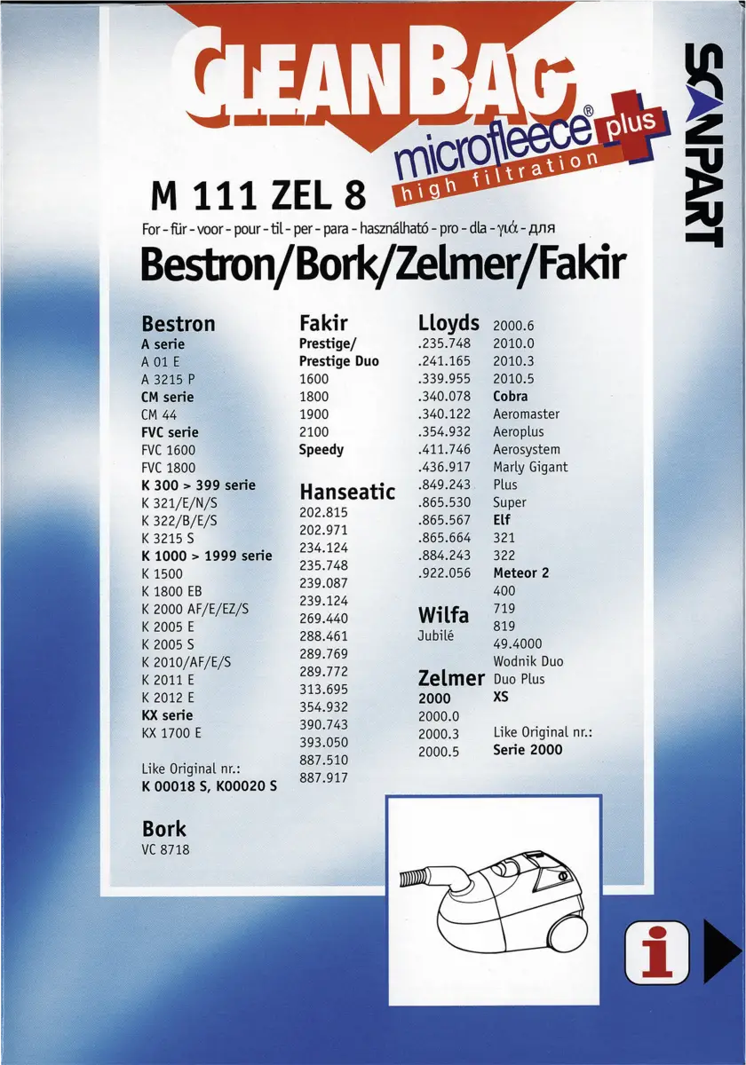 2682227111 Stofzak Bestron K2000 micro+