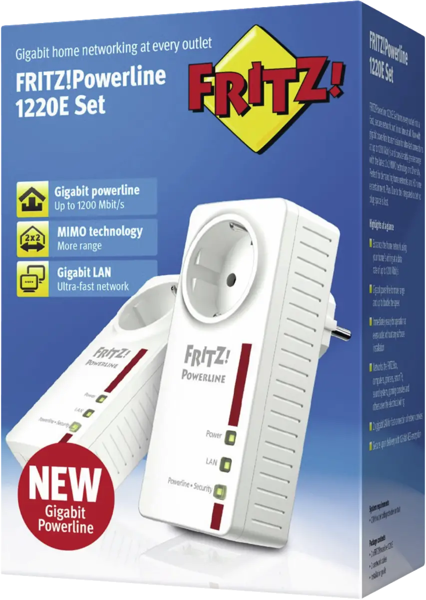 FRITZ!Powerline 1220E Set Edi Int. No BE socket