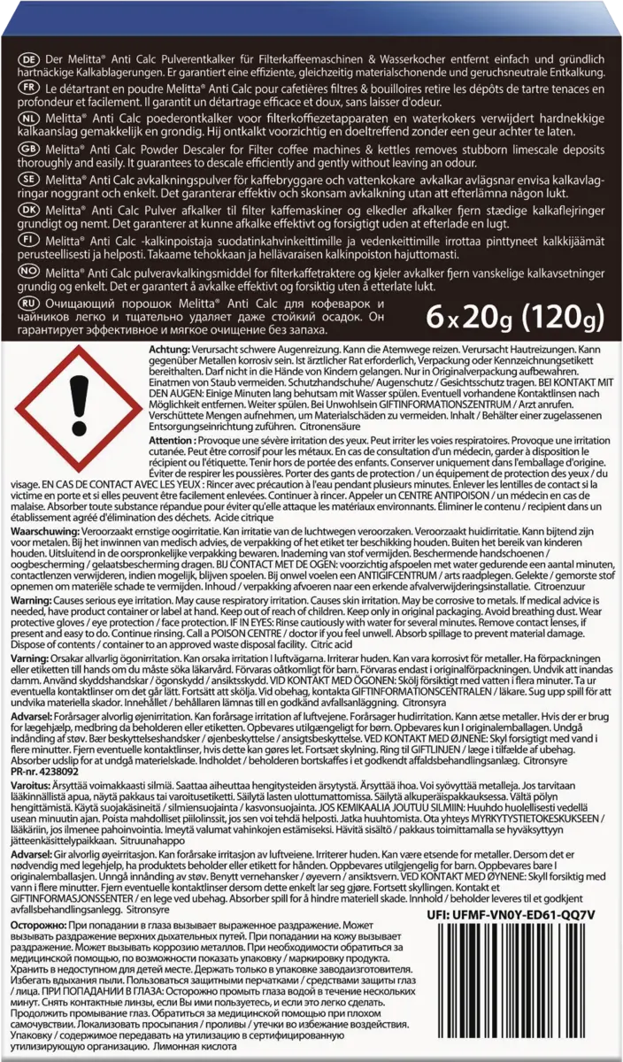 AntiCalc FilterCafe Machines 6x20g