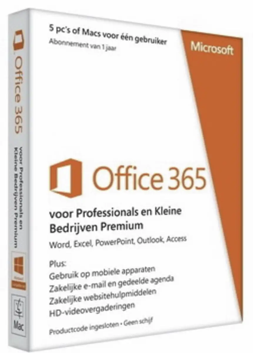 Microsoft Office 365 Business Premium 5-PC/MAC 1 jaar