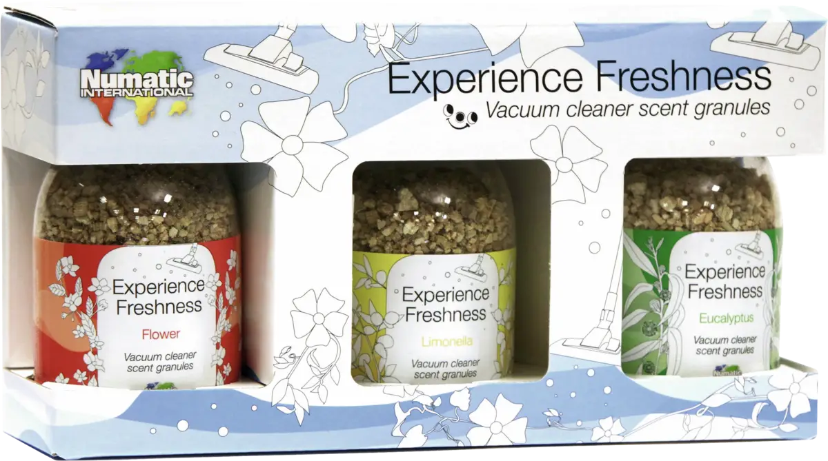 Numatic geurkorrels set 3 flesjes in display
