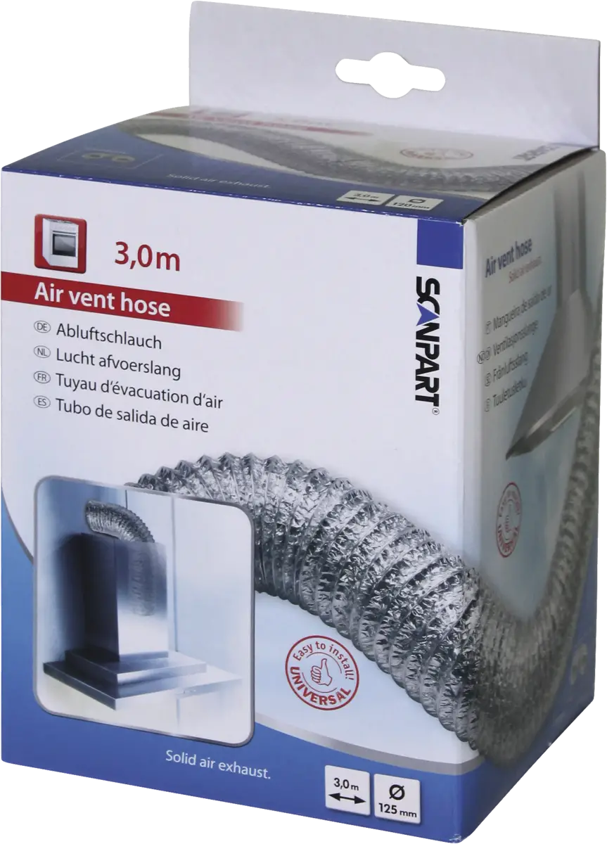 Lucht afvoersl. alu 3,0m 125mm