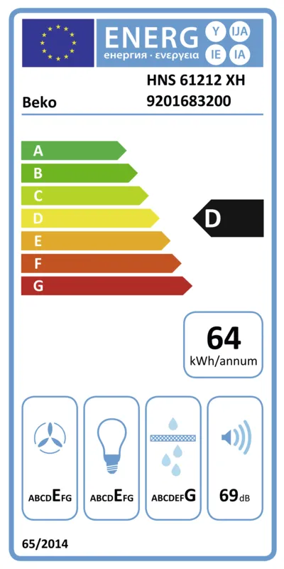 Beko HNS 61212 XH energielabel