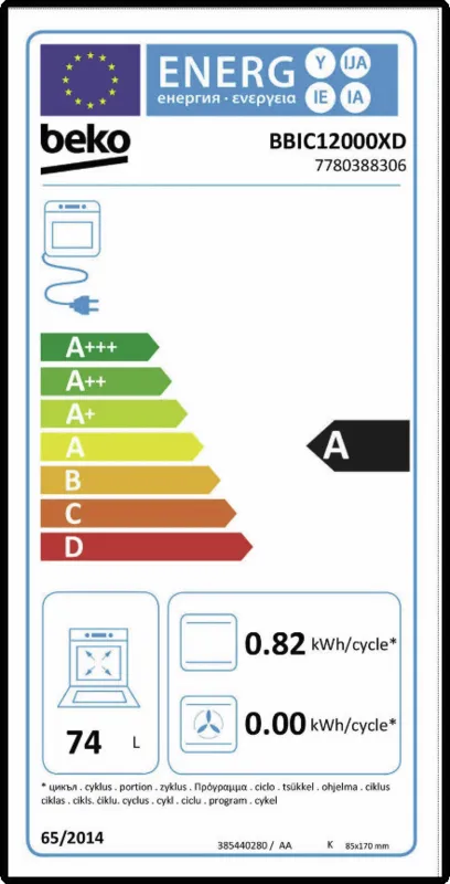 Beko BBIC12000XD energielabel