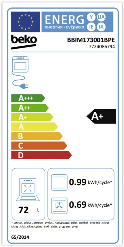 Beko BBIM173001BPE energielabel