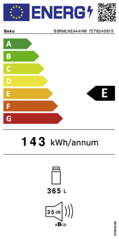 Beko B5RMLNE444HW energielabel