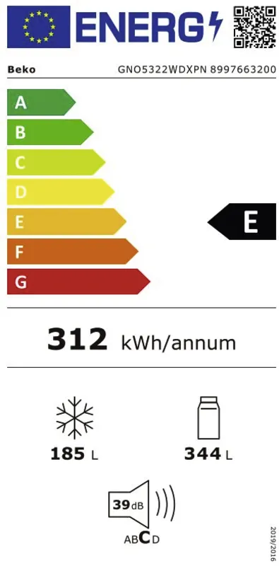 Beko GNO5322WDXPN energielabel
