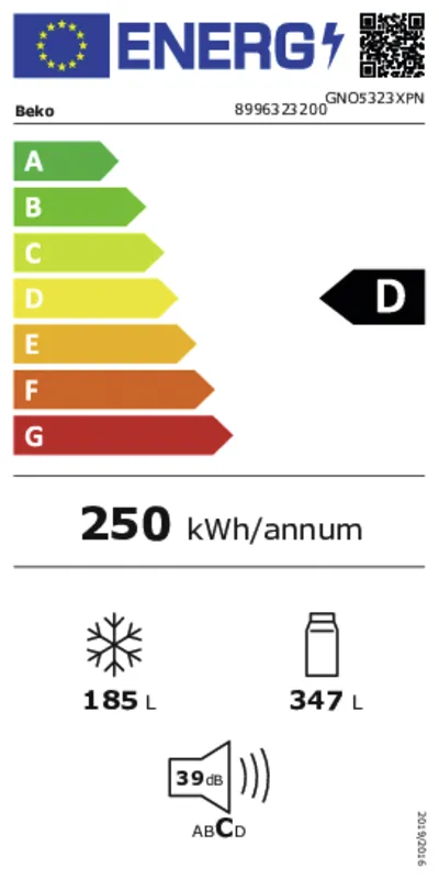 Beko GNO5323XPN energielabel