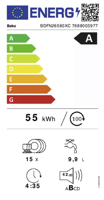 Beko BDFN26560XC energielabel