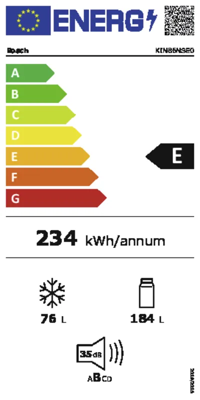 Bosch KIN86NSE0 energielabel