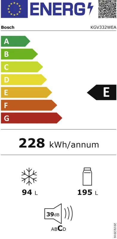 Bosch KGV332WEA energielabel