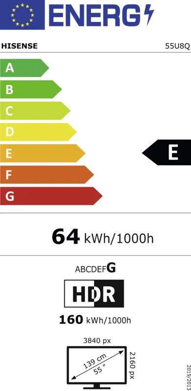 Hisense 55U8Q energielabel