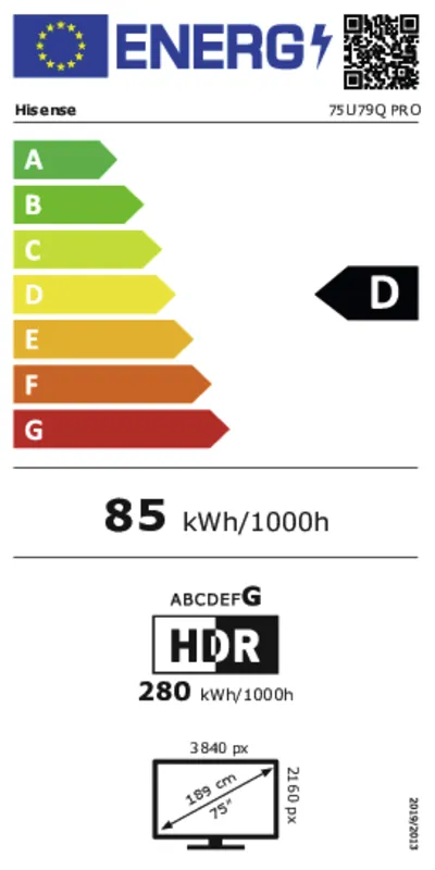 Hisense 75U79Q PRO energielabel