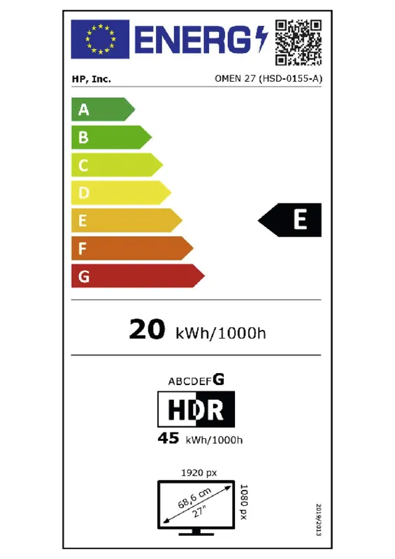 HP Omen 27 energielabel