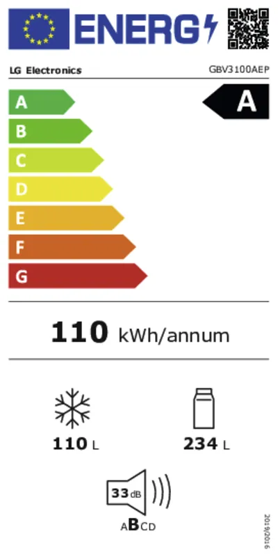 LG GBV3100AEP energielabel