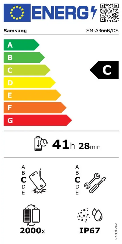 Samsung Galaxy A36 5G A366B 256GB energielabel