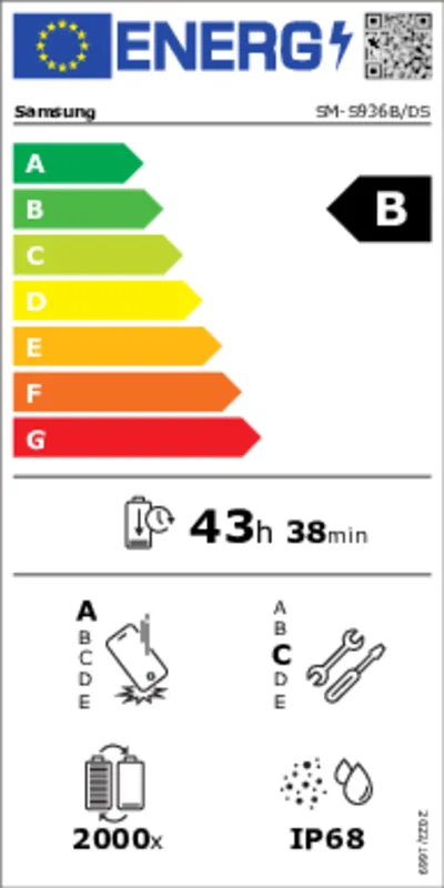 Samsung Galaxy S25+ S936B 256GB energielabel