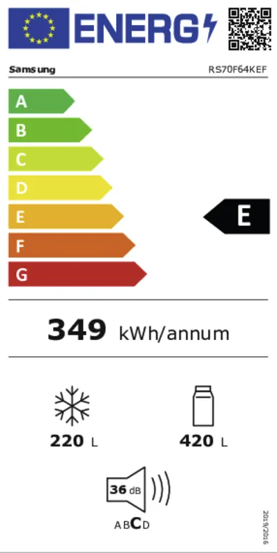 Samsung RS70F64KEFEF energielabel