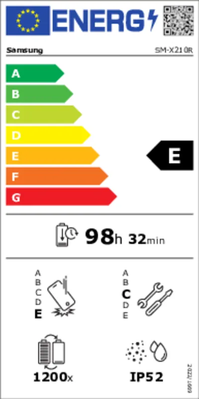 Samsung Galaxy Tab A9+ 64GB Wi-Fi X210N energielabel