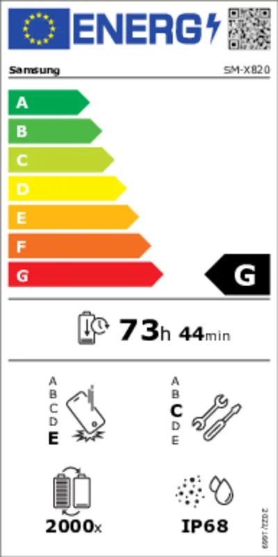 Samsung Galaxy Tab S10+ 5G 12GB 256GB energielabel