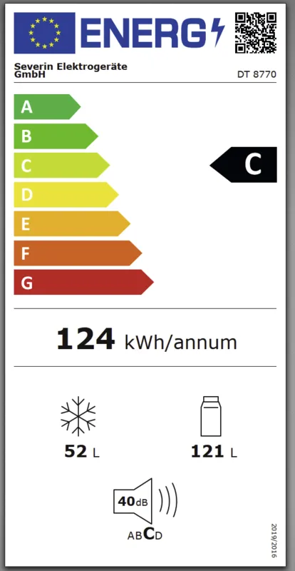 Severin DT 8770 energielabel