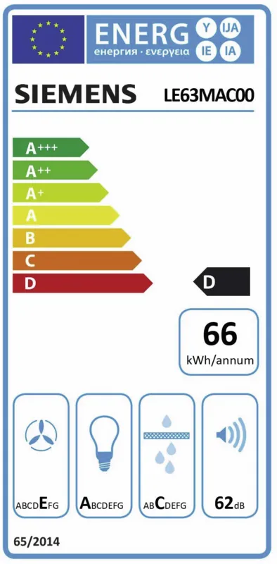 Siemens LE63MAC00 energielabel