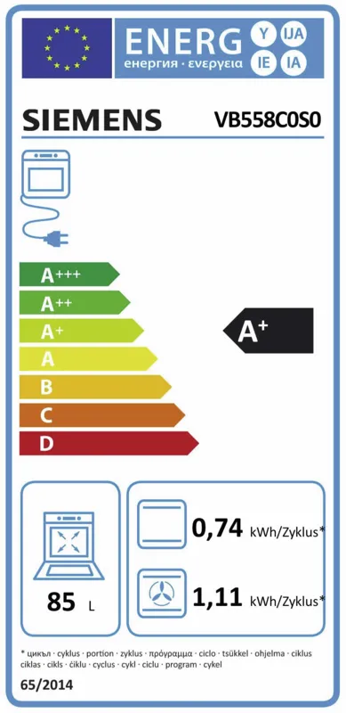 Siemens VB558C0S0 energielabel