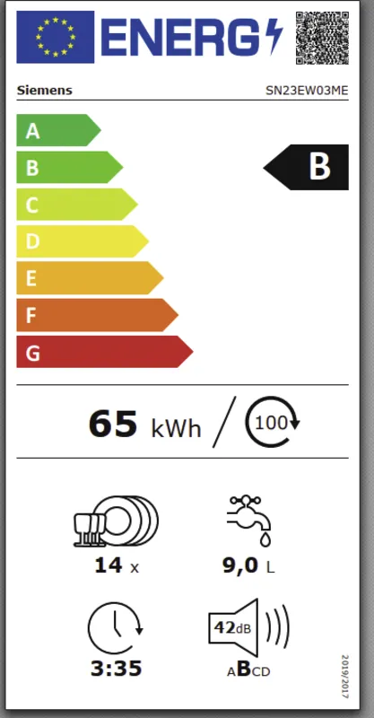 Siemens SN23EW03ME energielabel