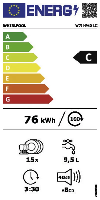 Whirlpool W7I HP40 LC energielabel