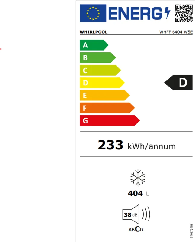 Whirlpool WHFF 6404 W5E energielabel