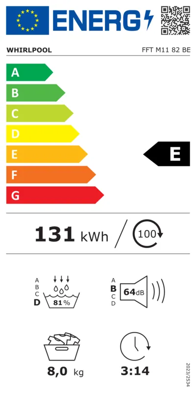 Whirlpool FFT M11 82 BE energielabel