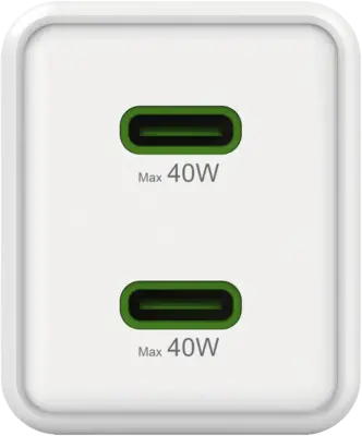 Snellader, GaN, 2x USB-C, super-mini-oplader, PD, 40 W
