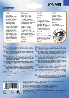 1190000206 HEPAfilter H12 (niet uitwasbaar)